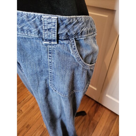 Medium Wash Wide Leg Low rise Jeans  20 y2k Retro American Fall Skater Minimal - Picture 5 of 9